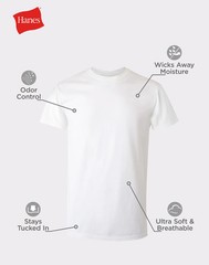 Hanes 3-Pack Men T-Shirt Tee Comfort Fit White Crew Neck Undershirt Short Sleeve