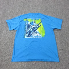 Reel Legends Shirt Mens Large Blue Marlin Fish Graphic Tagless Tee Outdoor