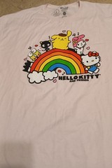 Hello Kitty Pink Cotton 3XL Crew Neck Short Sleeve Rainbow Graphic Tee
