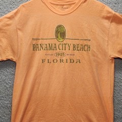 Vintage Hanes ComfortBlend Panama City Beach FL T-Shirt M Orange Florida Souveni
