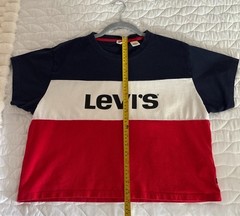 Levi’s Colorblock Logo Crew Neck Crop Top Girl’s Small Navy/White/Red