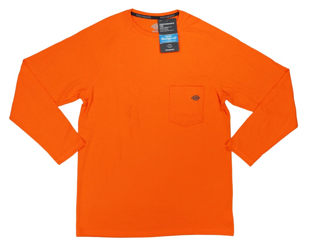 Dickies Long Sleeve Crew Neck Chest Pocket Temp IQ Performance Mens T-Shirt NWT