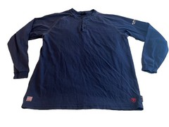 Ariat Shirt Men XL Blue FR Flame Resistant Durable Workwear Henley Work Welding