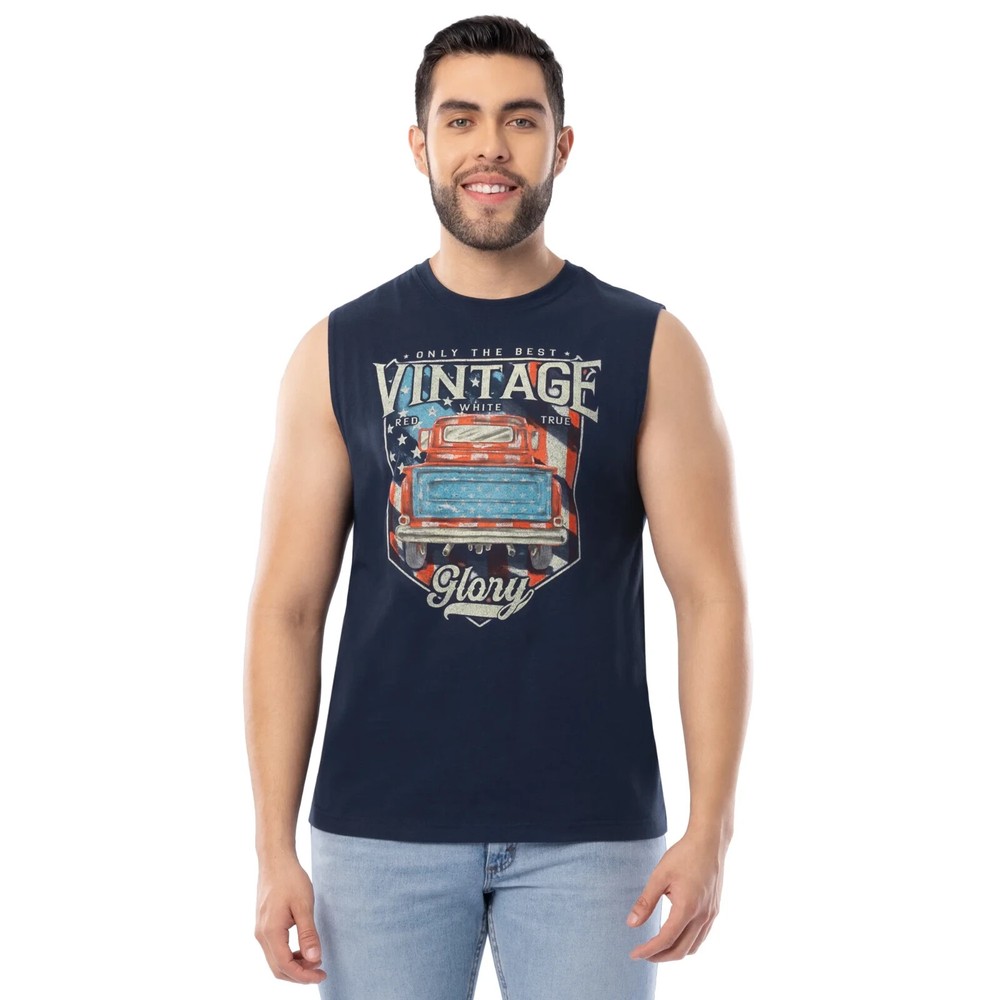 Way to Celebrate 4th of July American Pickup Graphic Muscle Tank (Medium)