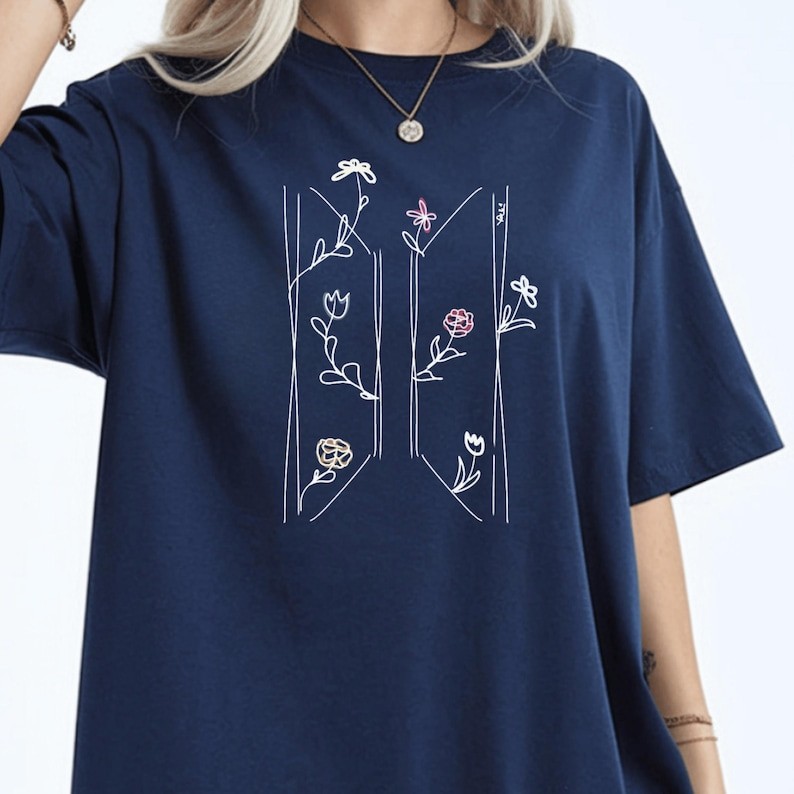 BTS Floral Logo T-Shirt Kpop Fan Apparel