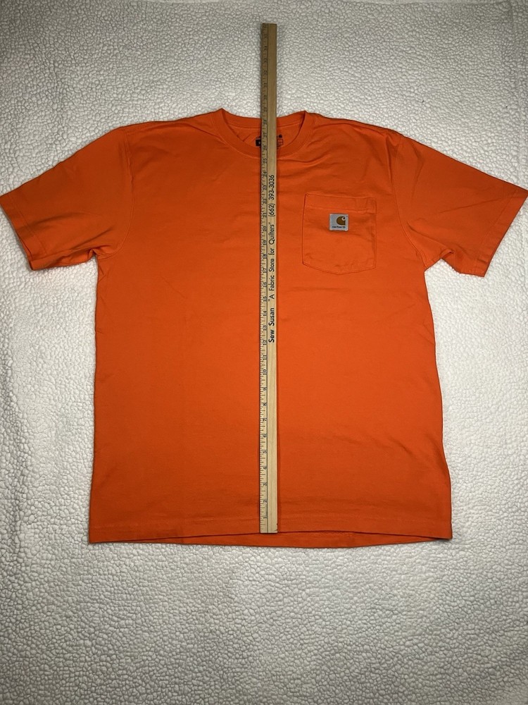 Carhartt K87 Loose Fit Pocket Logo Orange Crew Neck T-Shirt Men’s M