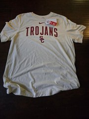 NWT USC Trojans Nike Tri Blend Soft Cotton Cream Shirt Mens Large