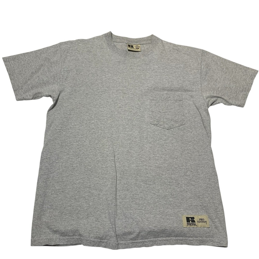 VTG 90’s Russell Athletic Pro Cotton Heavyweight Pocket Tee Blank Gray Men’s M