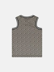 WESC Black Cream Jersey Mesh Tank Top Basketball Checker Daisys Athletic Fit S