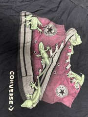 Converse Boys T-Shirt Black Lizard Gecko Sneakers Graphic Tee Size Medium 10-12
