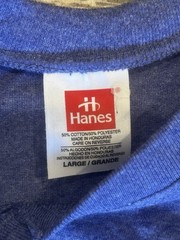 Vintage NOS 1990s Hanes Heavyweight 50/50 Blue Blank Single Stitch V T-Shirt L