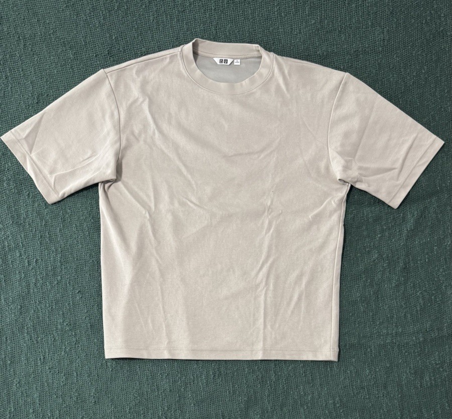 UNIQLO AIRism Cotton Oversized T-Shirt | Half-Sleeve Beige Size M