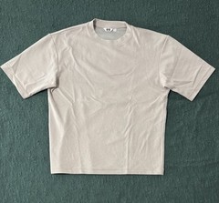 UNIQLO AIRism Cotton Oversized T-Shirt | Half-Sleeve Beige Size M