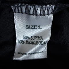 Goodlife Men L Long Sleeve Supima Cotton MicroModal Scallop Crew Shirt Black