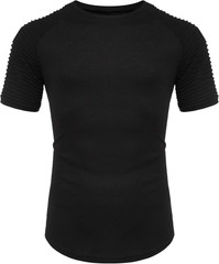 Men’S Muscle T-Shirt Pleated Raglan Sleeve Bodybuilding Gym Tee Short Sleeve Fas
