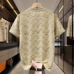 Men Luxury Fashion Trendy Diamond Ripped Hole Casual Summer Streetwear T-Shirt