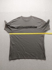 Karl Lagerfeld Men Shirt XXL Gray Crew Neck Short Sleeve Flat Front Outdoor Tee