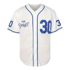 Sandlot Baseball Jersey Benny The Jet Rodriguez #30 White Stitched Men’s XXL 2XL