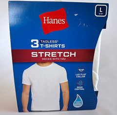 Hanes TAGLESS Stretch Tagless Moisture Wicking Crew T-Shirt 3-Pack White L