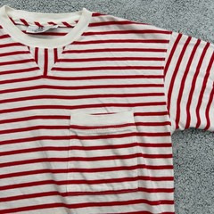 Vintage Willis & Geiger Shirt Mens Large Red White Striped Crew USA Wheres Waldo