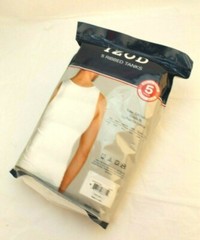 NWT IZOD Size M 38-40 5-Pack White 100% Cotton Classic Fit Men’s Ribbed Tanks