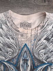 Y2K MMA Elite Cross Wings Grunge AOP GRAIL Double Sided T Shirt Vintage Size 2XL