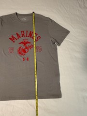 Under Armour HeatGear US Marines 1775 Graphic Tee Gray Crew Neck – Large