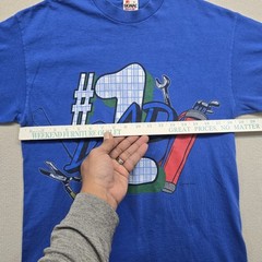 Vintage Number 1 Dad T-Shirt Blue Medium Made in USA Single Stitch