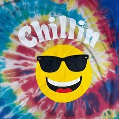 Tee Luv Mens Chillin Smiley Face Sun Tie Dye Graphic T-Shirt XL Multicolor
