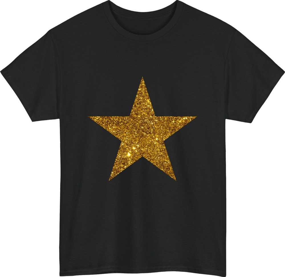 Gold Glitter Star Printed T-Shirt Minimalist Fashion Sparkle Birthday Gift Top