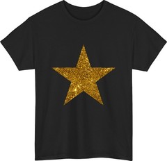 Gold Glitter Star Printed T-Shirt Minimalist Fashion Sparkle Birthday Gift Top