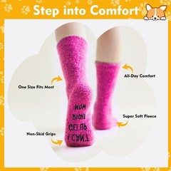 Dog Mom Dad Gifts Cozy Non-Slip Fuzzy Socks for Dog Lovers Funny Christmas Bi…