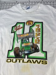 Vtg 90s Y2K Steve Kinser World Of Outlaws Sprint Car Circle Dirt Track Race Tee