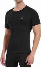 Runhit Men’s Compression Shirts Short Sleeve Athletic T Shirt Cool Dry Workout L