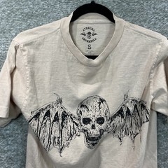 Avenged Sevenfold Deathbat Graphic Band Tee Shirt Beige Mens Small A7X Merch
