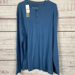 JACHS New York ribbed half Button Long sleeve size 2Xl blue popover shirt