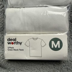 Deal Worthy Shirt Mens Medium White 3 Pack Crew Neck Tees Undershirts Multipack
