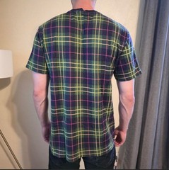 Teddy Fresh Men’s Medium T-Shirt Green Navy Blue Plaid