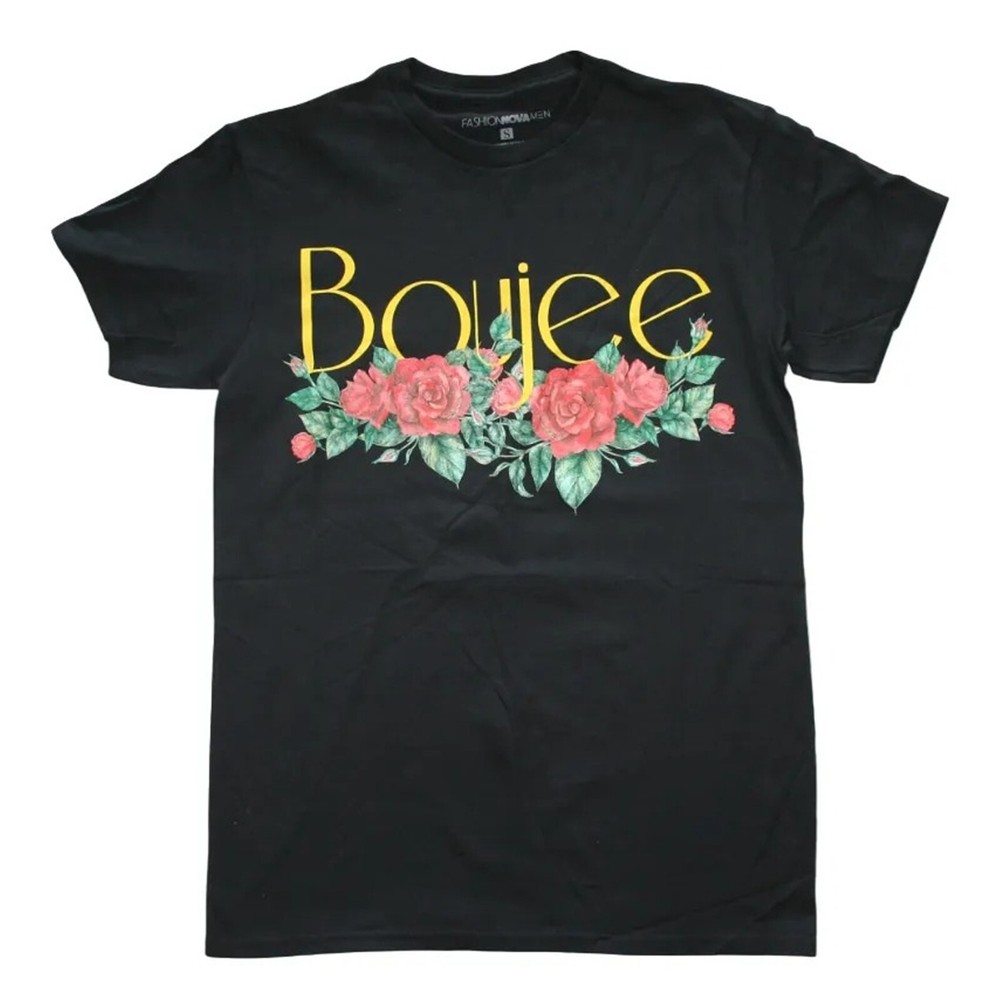 Boujee Flower Graphic Print Men’s Black Short Sleeve T-Shirt – NWT