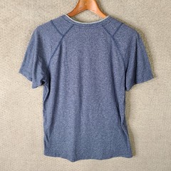 Puma Shirt Mens Medium Blue Striped Athletic Short Sleeve Cotton Blend