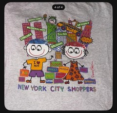 Denny Firste New York City Shoppers Graphic Print Gray Crew Neck T-Shirt L