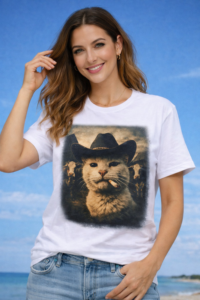 Funny Cowboy Cat T-shirt, Meme Shirts, Cats Lover Gift, Gag Gifts