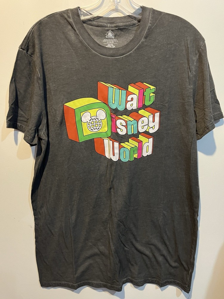 Disney Shirt Mens Gray Short Sleeve Crewneck Retro Graphic Logo Cotton Medium M