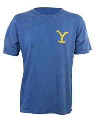 Authentic YELLOWSTONE Mineral Wash Logo Blue T-Shirt S NEW