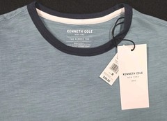 Kenneth Cole The Ringer Tee Men’s S/S T-Shirt Teal With Navy Trim – Medium NWT