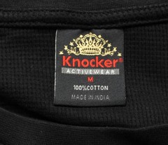 Knocker Men’s Mid Weight Waffle Pullover Thermal Shirt DH3 Black Medium