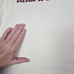 VTG Ralph Lauren Polo Jeans Co Jersey Shirt Men XL Cream Burgundy Logo Spellout