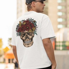 Mens Oversized T-Shirt Back Print Streetwear Graphic Baggy Tee Workout Top