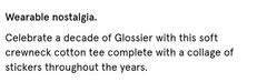 Limited Edition GLOSSIER Logo Tee T-Shirt Size L/Large White w/Blue Graphics NIP