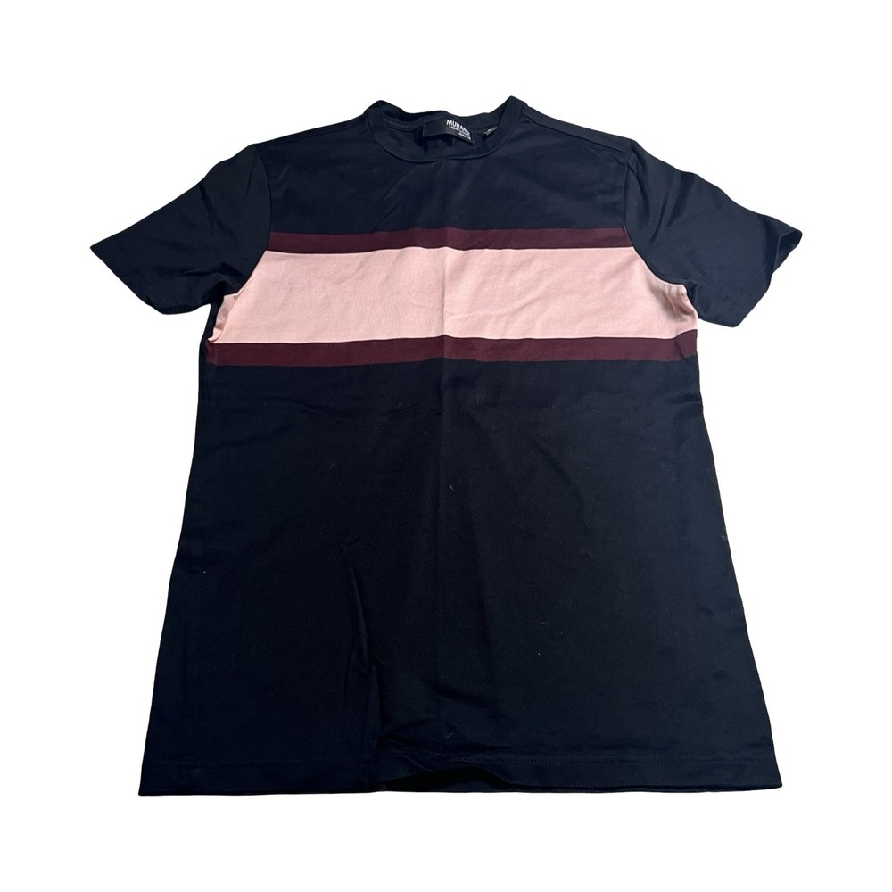 MURANO Liquid Luxury Slim Fit Pink BLACK Color Block T-Shirt Size Small